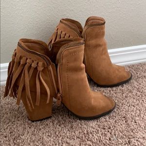 Dolce Vita Open Toe Fringe Booties